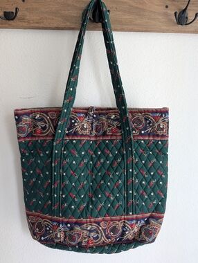 Vintage Vera Bradley Designs Large Tote Bag Retired Green Golf Pattern GUC
